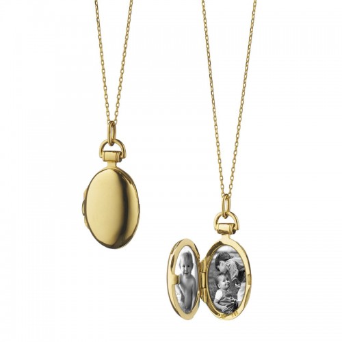 18K Yellow Gold Petite Anna Locket Necklace with Adjustable Chain