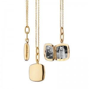 18K Yellow Gold Slim Cushion "Viv" Locket