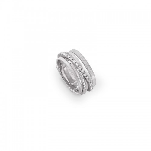 Goa Five Strand Crossover Pavé Diamond Ring In White Gold