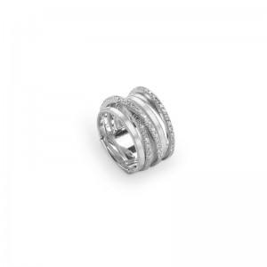 Goa Seven Strand Crossover Pavé Diamond Ring In White Gold