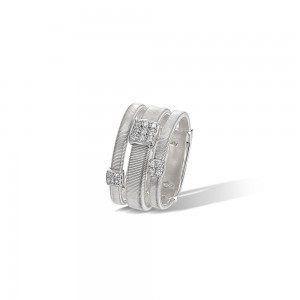 Masai 18K White Gold and Diamond Three Strand Ring