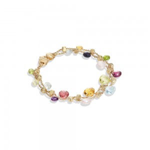 Paradise 18K Yellow Gold Mixed Gemstone Two Strand Graduated Bracelet