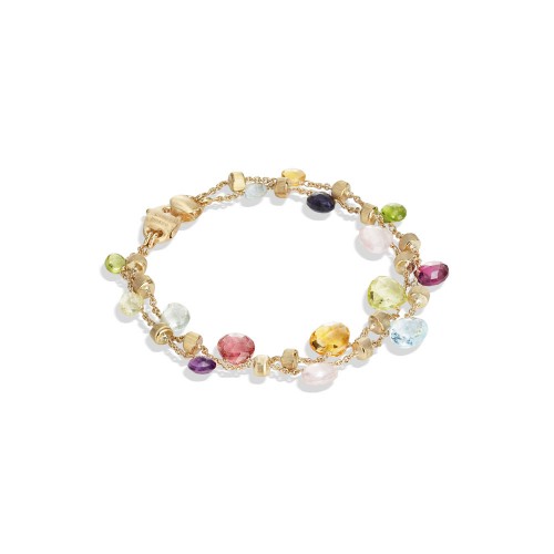 Paradise 18K Yellow Gold Mixed Gemstone Two Strand Graduated Bracelet