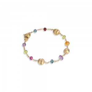 Africa Gemstone 18K Yellow Gold Mixed Gemstone Single Strand Bracelet