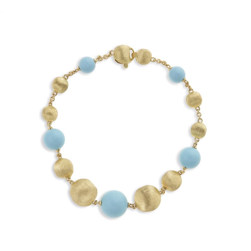 Africa 18K Yellow Gold and Turquoise Bracelet