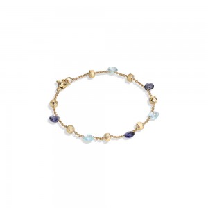 Paradise 18K Yellow Gold Iolite and Blue Topaz Single Strand Bracelet