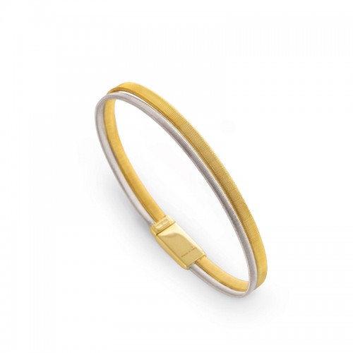 Masai 18K Yellow and White Gold Two Row Wide Bracelet
