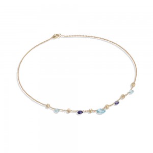 Paradise 18K Yellow Gold Iolite and Blue Topaz Short Necklace