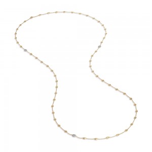 Siviglia 18K Yellow Gold and Diamond Small Bead Long Necklace