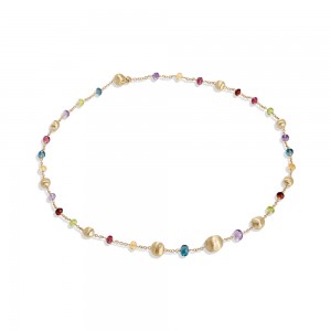Africa Gemstone 18K Yellow Gold Mixed Gemstone Necklace