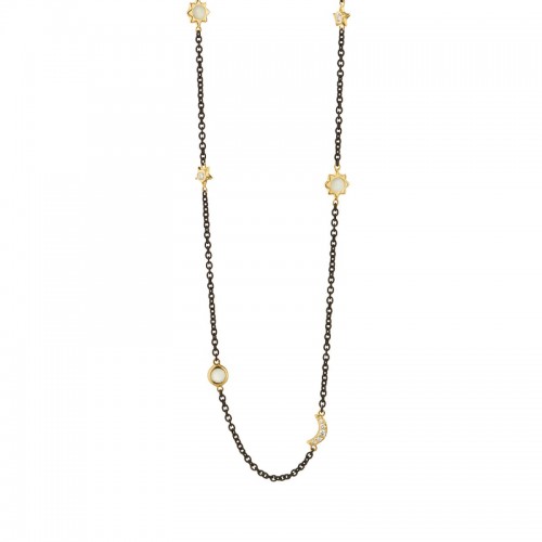 Sun, Moon and Stars 47 Steel Chain Necklace