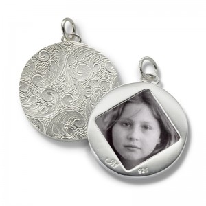 Sterling Silver Floral Half-Locket Charm