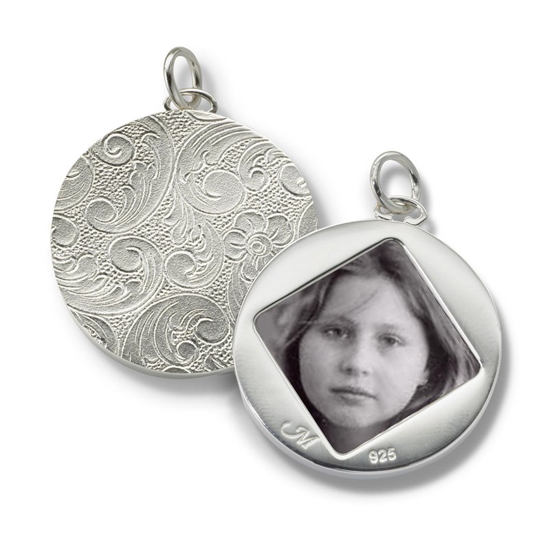 Sterling Silver Floral Half-Locket Charm