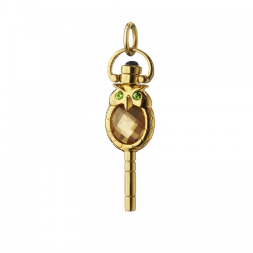 Miniature Wisdom Owl Key Charm Necklace