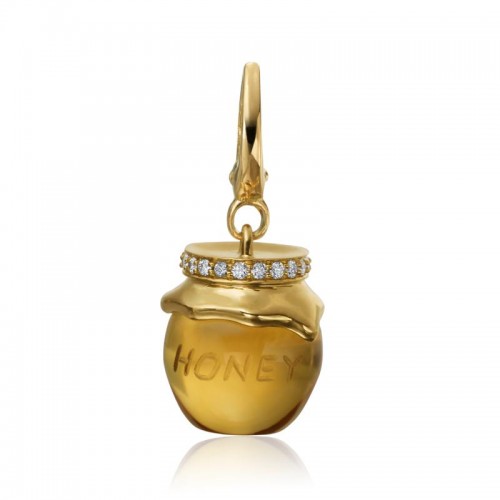 18KT Yellow Gold Diamond B Collection Honey Pot Charm with Clip Bale