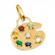1 RD Diamond 0.09ct, Oval Ruby, Emerald, Yellow, Blue & Green Sapphire 1.17ct., Detachable Bail