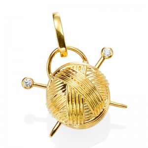 2 RD Diamonds 0.06ct. (Ball of Yarn & Knitting Needles W/Detachable Bail)