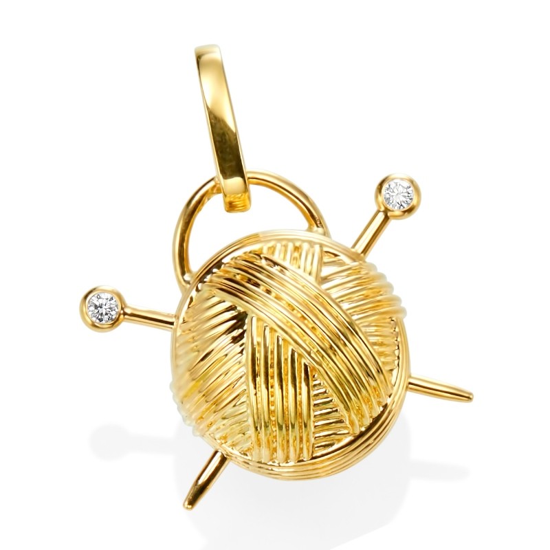 2 RD Diamonds 0.06ct. (Ball of Yarn & Knitting Needles W/Detachable Bail)