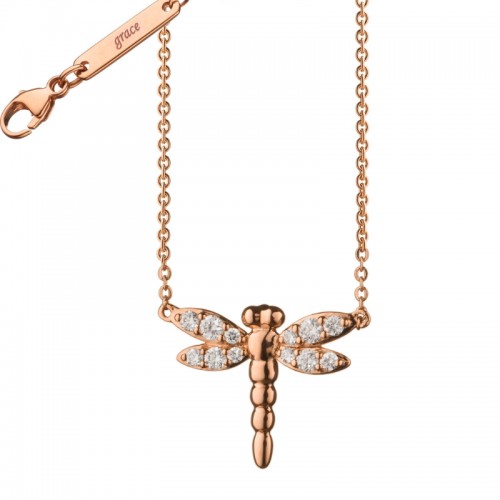 Diamond Critter Dragonfly Grace Charm Necklace