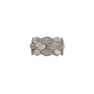 Rose and White Gold Xpandable™ Diamond and Mother of Pearl Ring