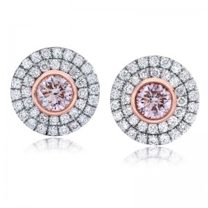 Pink Diamond Circle Earrings