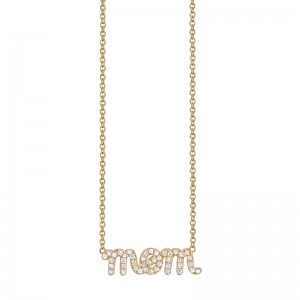 Yellow Gold & Diamond Mom Necklace