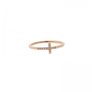 Rose-Gold & Pavé Diamond Bent Cross Ring