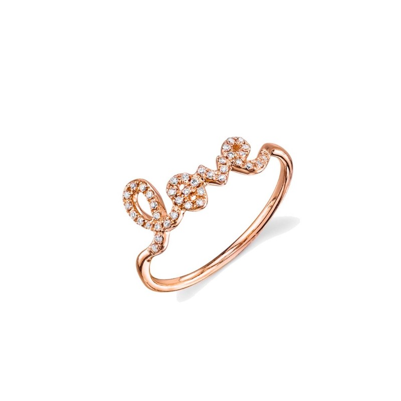 Rose Gold & Pavé Diamond Love Ring