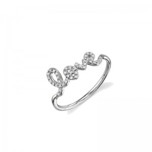 White Gold & Pavé Diamond Love Ring