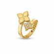 Princess Flower Bypass Yellow Gold Diamond Ring