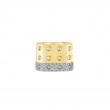 Gold 3 Row Ring with Diamonds