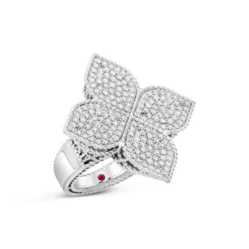 White Gold X-Large Princess Flower Diamond Ring