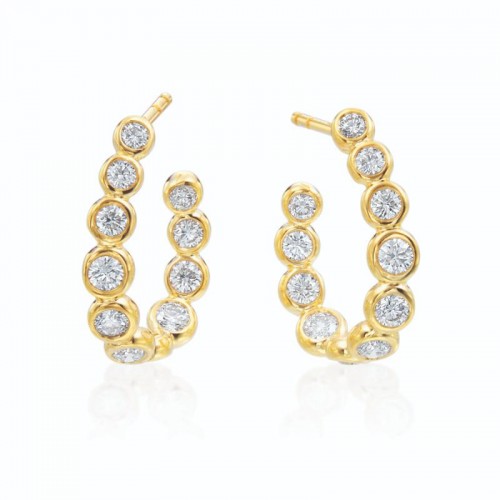18KT Yellow Gold Diamond Bezel Set Moonlight Earrings