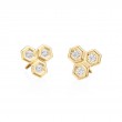 18KT Yellow Gold Diamond Honeycomb B Collection Earrings