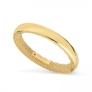 Slim Gold Bangle with Diamonds