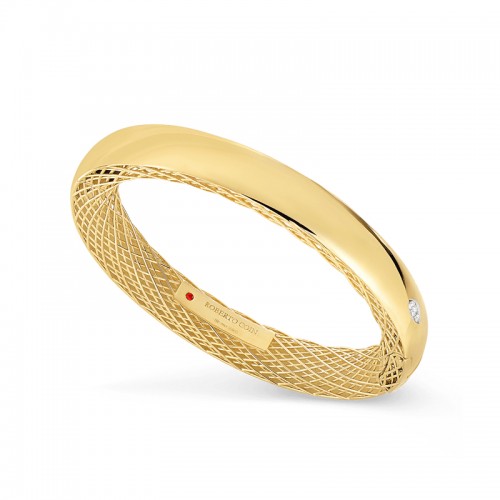 Slim Gold Bangle with Diamonds