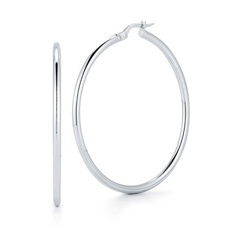 White Gold Perfect Hoop Earrings 45mm