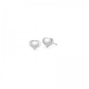 White Gold Heart Stud Earrings