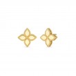 Gold Princess Flower Medium Stud Earrings