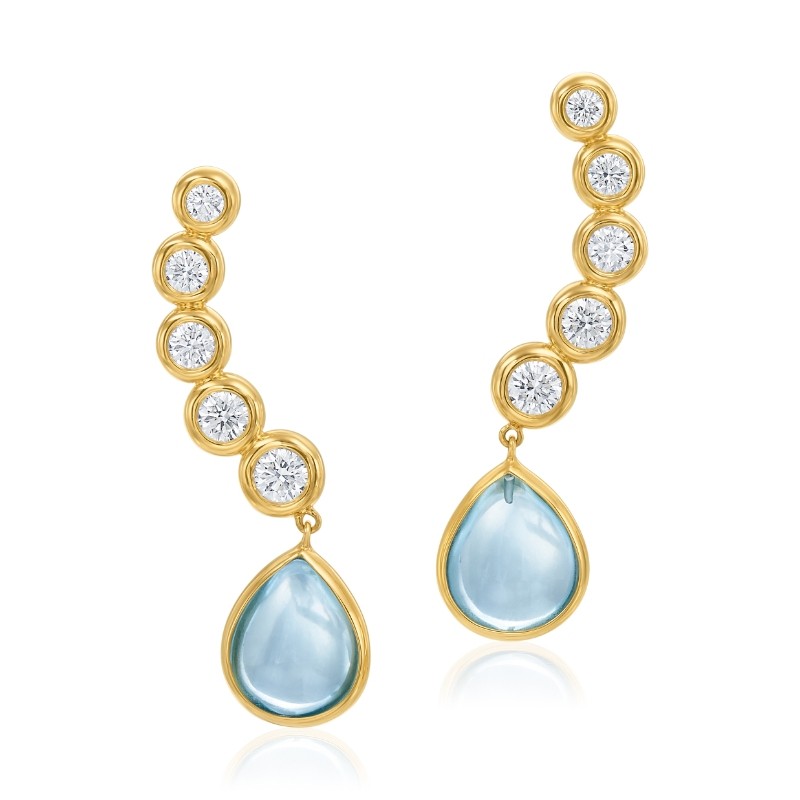 10 Round Diamonds 1.30ct HI VS/SI1, Aqua Pear Shape Drop 6.04ct