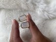 Moon Quartz Emerald Cut Earrings On French Wire In 18K Yellow Gold.