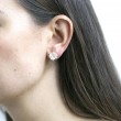 Moon Quartz Asscher Cut Studs with Diamond in 18K Yellow Gold.