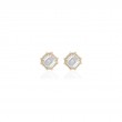 Moon Quartz Asscher Cut Studs with Diamond in 18K Yellow Gold.