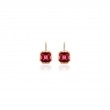 Garnet Asscher Cut Earrings On French Wire with Diamond in 18K Yellow Gold.