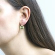 Prasiolite Asscher Cut Earrings On French Wire with Diamond in 18K Yellow Gold.
