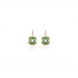 Prasiolite Asscher Cut Earrings On French Wire with Diamond in 18K Yellow Gold.