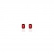 Garnet Emerald Cut Bezel Studs In 18K Yellow Gold.