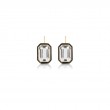 Rock Cystal Emerald Cut Earrings With Black Enamel In 18K Yellow Gold.