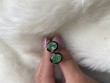 Emerald Oval Studs with Black Enamel in 18K Yellow Gold.