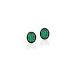Emerald Oval Studs with Black Enamel in 18K Yellow Gold.